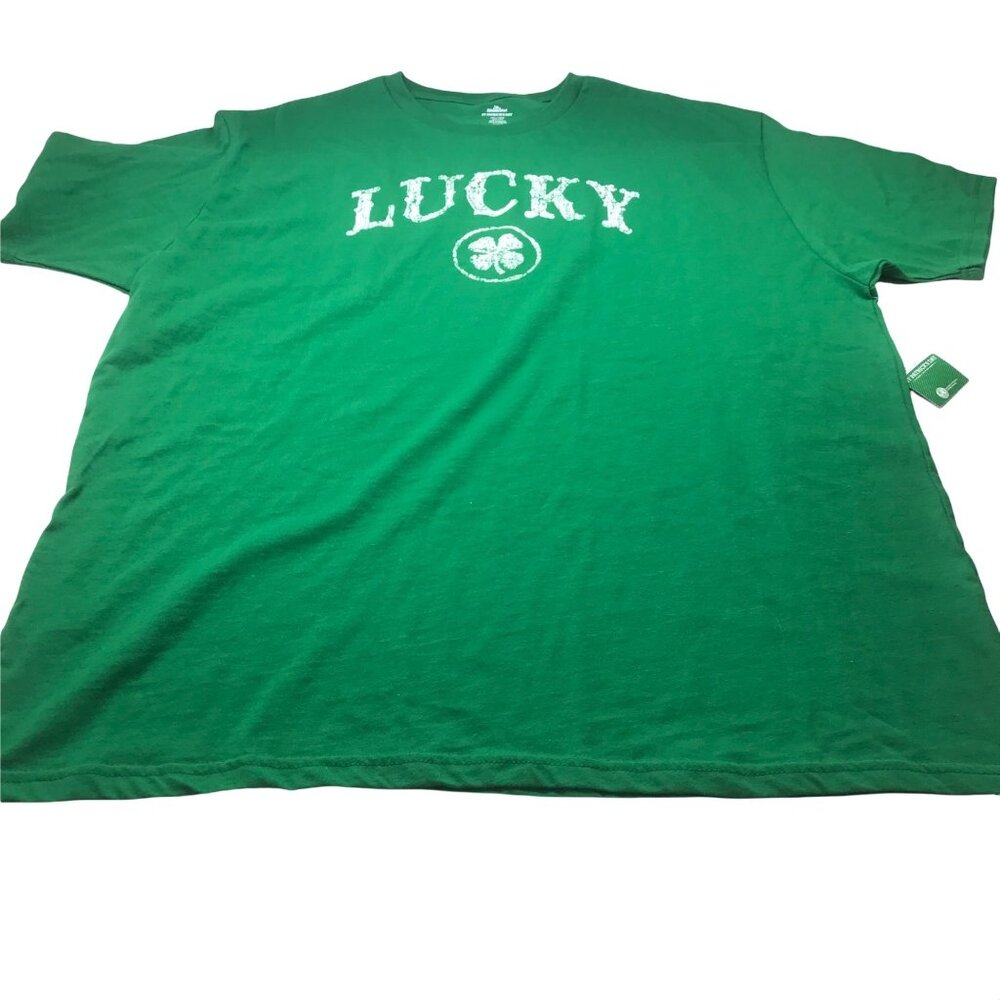 Celebrate St Patrick's Day Men's Size 2XL Lucky Throwback Short Sleeve Tee Green